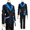 HOLOUN Blue Lock Anime Chigiri Cosplay Costume Wig Cyberpunk Style Jacket Pants Black Blue Color Outfit - Official Blue Lock Store