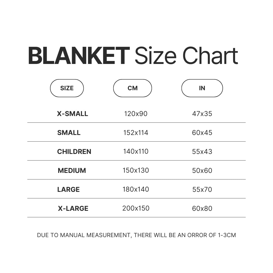 Blanket Size Chart - Official Blue Lock Store