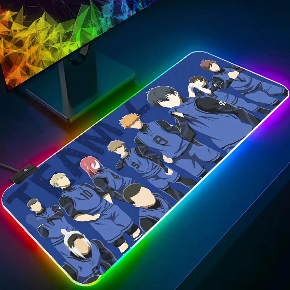 Blue Lock RGB Pc Gamer Keyboard Mouse Pad Mousepad LED Glowing Mouse Mats Rubber Gaming Computer 14 - Official Blue Lock Store