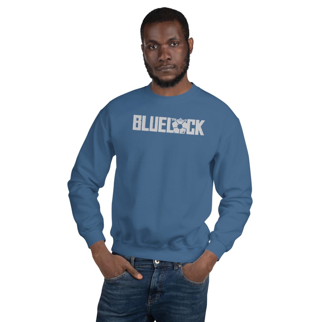 unisex crew neck sweatshirt indigo blue front 64535ed84dd2a - Official Blue Lock Store
