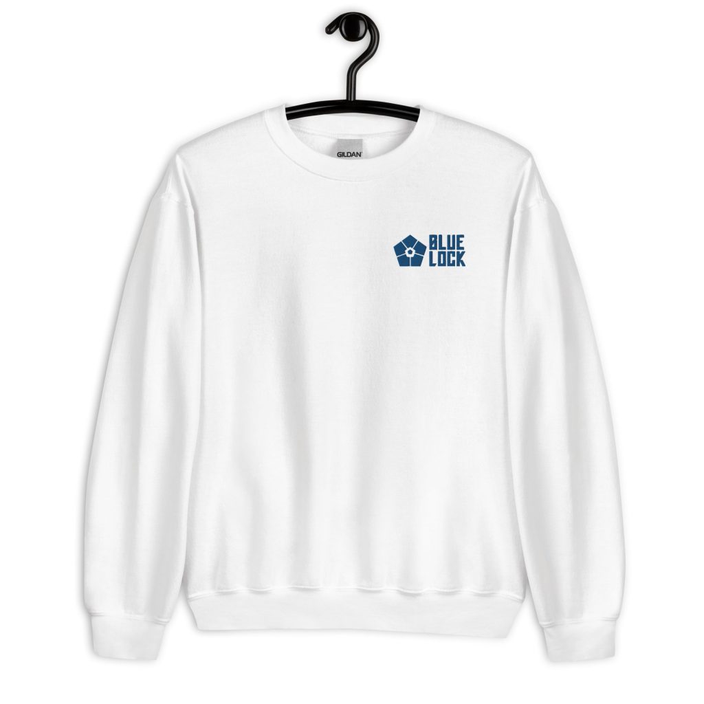 unisex crew neck sweatshirt white front 6453606151967 - Official Blue Lock Store